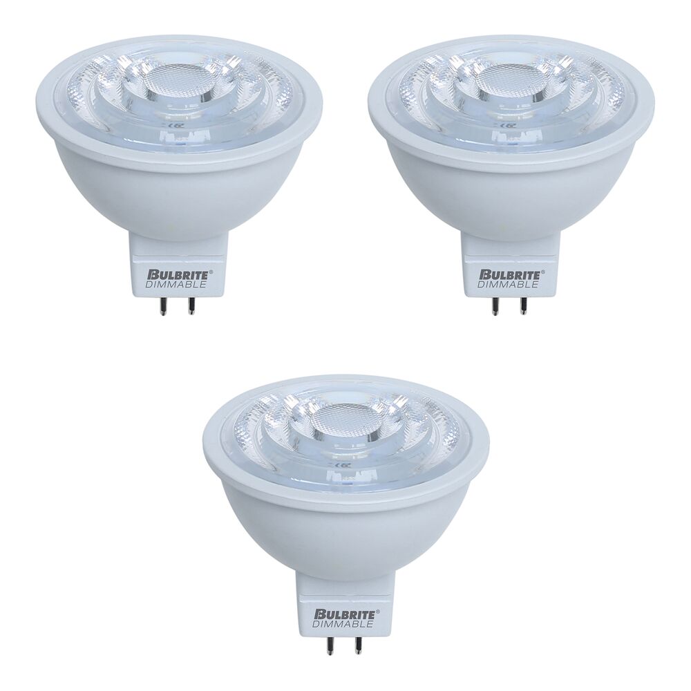 Bulbrite Pack of (3) 7 Watt Dimmable MR16 Flood LED Light Bulbs with Bi-Pin (GU5.3) Base, 3000K Soft White Light, 570 Lumens