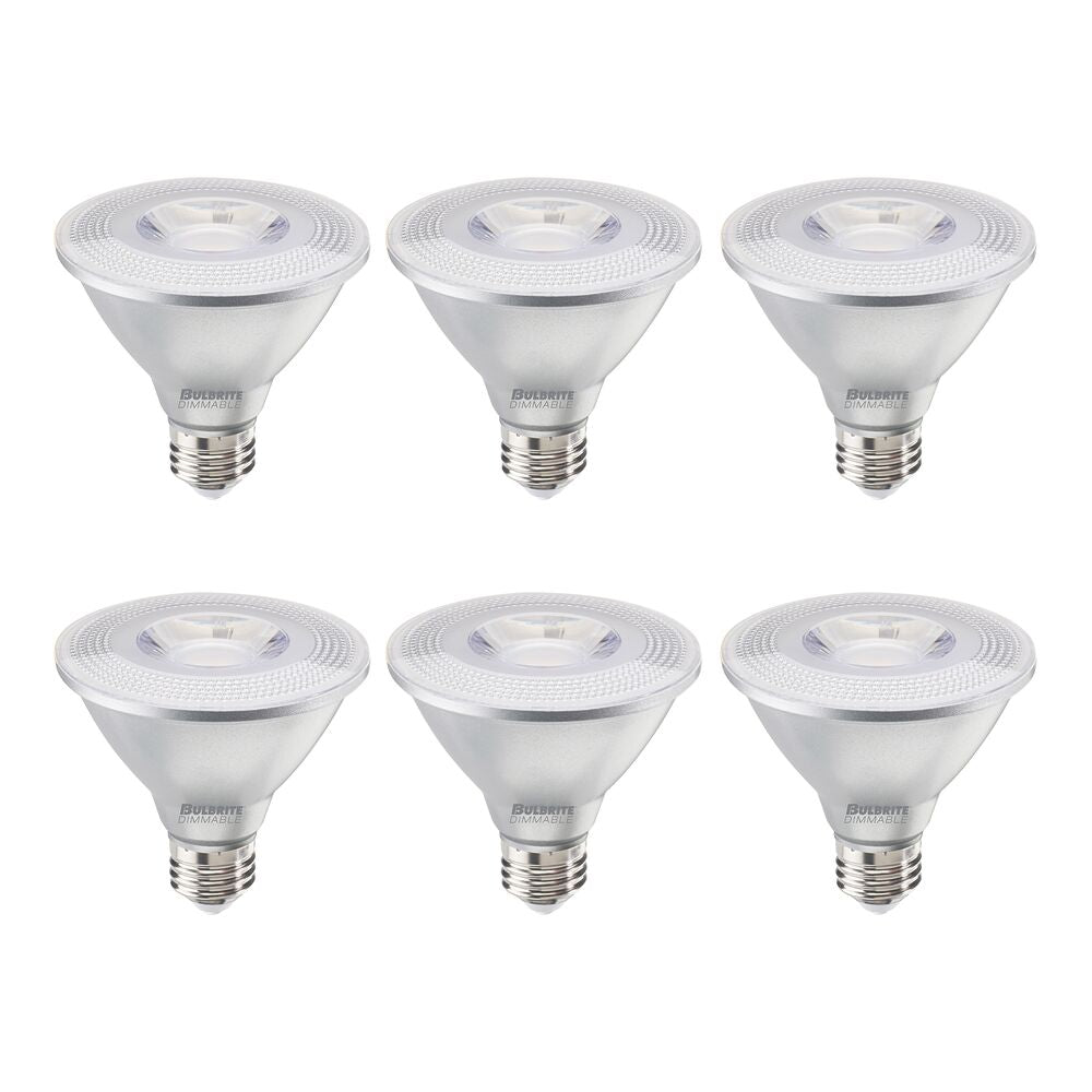 Bulbrite Pack of (6) 10 Watt Dimmable Flood PAR30SN Medium (E26) LED Bulb - 800 Lumens, 3000K, and 90 CRI