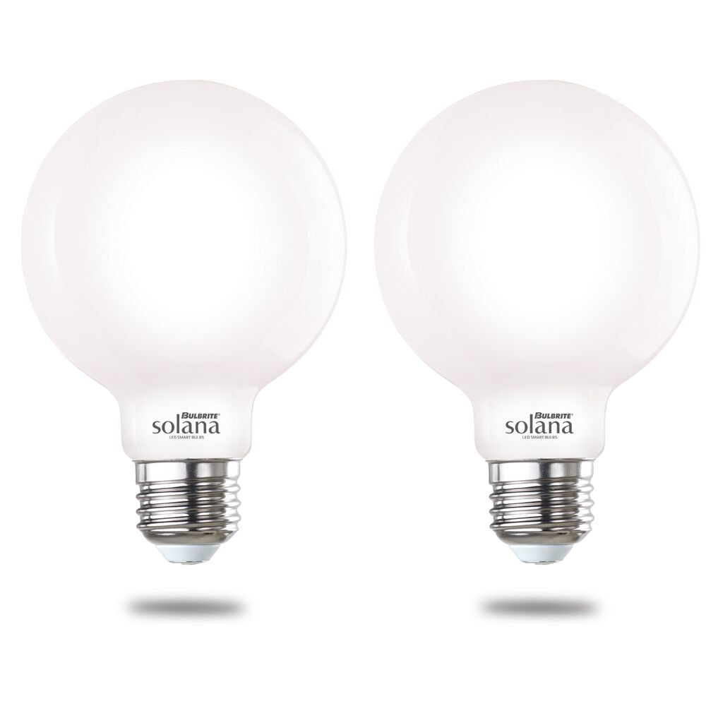 Bulbrite Solana 2-Pack 40 Watt Equivalent G25 Smart WiFi Connected 90CRI Globe LED Light Bulb, Milky Finish