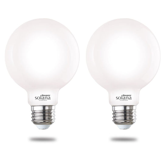 Bulbrite Solana 2-Pack 40 Watt Equivalent G25 Smart WiFi Connected 90CRI Globe LED Light Bulb, Milky Finish