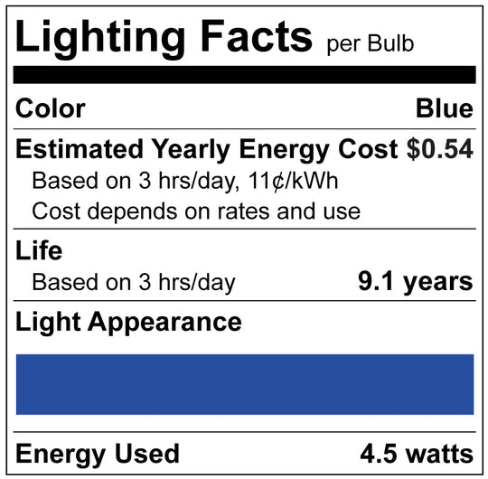 Luxrite LED Filament A19 Light Bulb, E26 Medium Base, 4.5W, Blue Transparent Bulb Finish, Pack of 8 (LR21723)