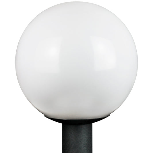 Sunlite 41320-SU 12" Decorative Outdoor Globe Post Mount Fixture, Medium Base (E26) Socket, Mounts on 3" Post (Not Included), UL Listed, White Globe, Black Base