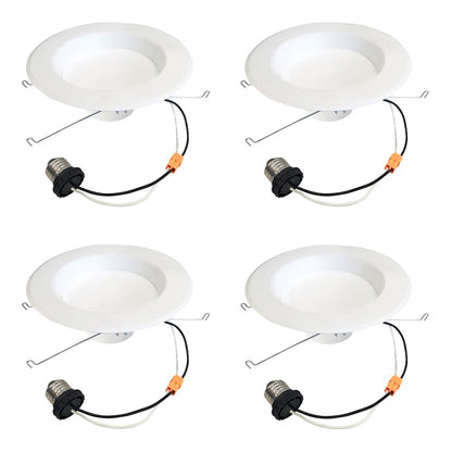 Bulbrite Pack of (4) 14 Watt Adjustable 5/6" Integrated LED Recessed Downlight with E26 Quick Connect Adapter, 3000K Soft White Light, 1100 Lumens