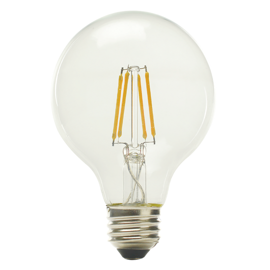 Luxrite LED G25 Globe Light Bulb, E26 Medium Base, 5W, 5000K - Bright White, 80 CRI, Clear Finish, Dimmable, Pack of 7 (LR21620)
