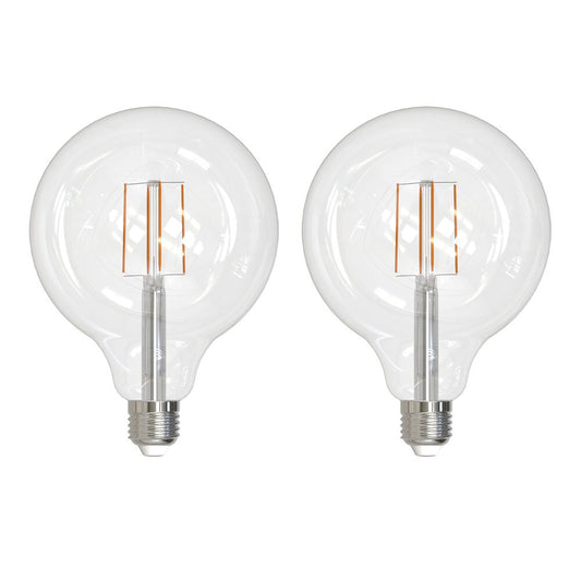 Bulbrite Pack of (2) 8.5 Watt Dimmable Clear Filament G40 Medium (E26) LED Bulb - 800 Lumens, 3000K, and 90 CRI