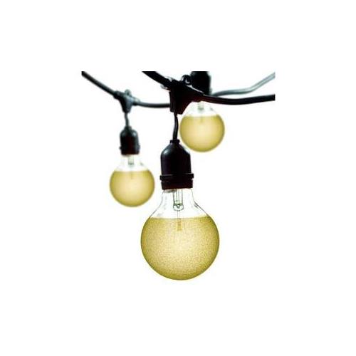 Bulbrite STRING15/E26-40G25/ICE Outdoor String Light w/Amber Ice Glazed Bulbs, 48-Feet, 15 Lights