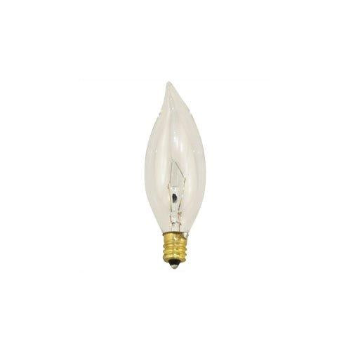 Bulbrite 40CFC/25/3 40 Watt Incandescent CA8 Flame Tip Chandelier Bulb, Candelabra Base, Clear