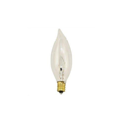 Bulbrite 40CFC/25/3 40 Watt Incandescent CA8 Flame Tip Chandelier Bulb, Candelabra Base, Clear