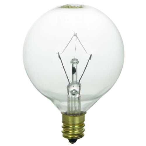 Sunlite 60 Watt G16.5 Globe, Candelabra Base, Clear