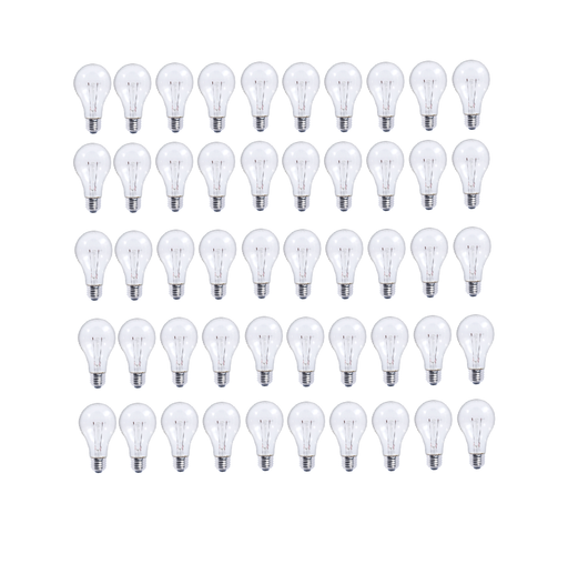 Bulbrite Pack of (50) 25 Watt Dimmable Clear A19 Incandescent Light Bulbs with Medium (E26) Base, 2700K Warm White Light