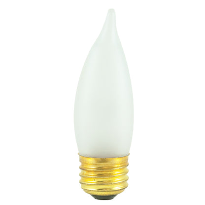 Bulbrite 25EFF/3 25 Watt Incandescent CA10 Flame Tip Chandelier Bulb, Medium Base, Frost