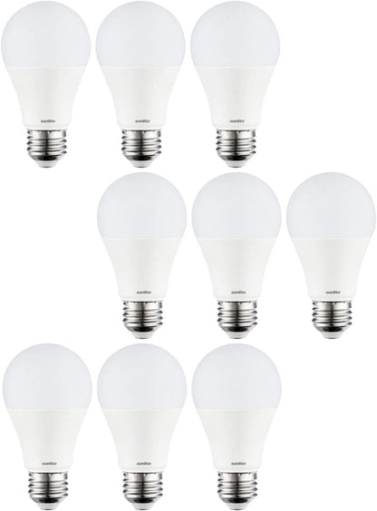 Sunlite 80688-SU LED A19 Light Bulbs, 9 Watts (60W Equivalent), Medium Base (E26), Non-Dimmable, Frost, UL Listed, 40K - Cool White 9 Pack