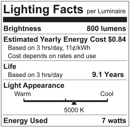 Luxrite LED Flame Tip Chandelier Light Bulb, E12 Candelabra Base, 7W, 5000K - Bright White, 800 Lumens, 80 CRI, Clear Finish, Dimmable (LR21639)