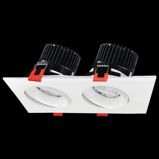 Luxrite LED Double Head Gimbal White Canless Spotlight, 24W, 1400 Lumens, Color Selectable - 2700K/3000K/3500K/4000K/5000K, 80 CRI, Dimmable (LR32183)