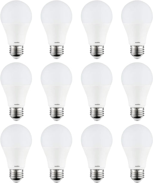 Sunlite 80859-SU LED A19 Light Bulb, Non-Dimmable 11 Watt (75W Equivalent), 1100 Lumens, Medium (E26) Base, UL Listed, 30K - Warm White Pack of 12
