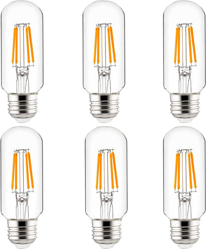 Sunlite 80458 LED Filament T12 Tubular Light Bulb, 3 Watts (25W Equivalent), 240 Lumens, UL Listed, 104 mm, Medium E26 Base, Dimmable, 2200K Amber, Pack of 6