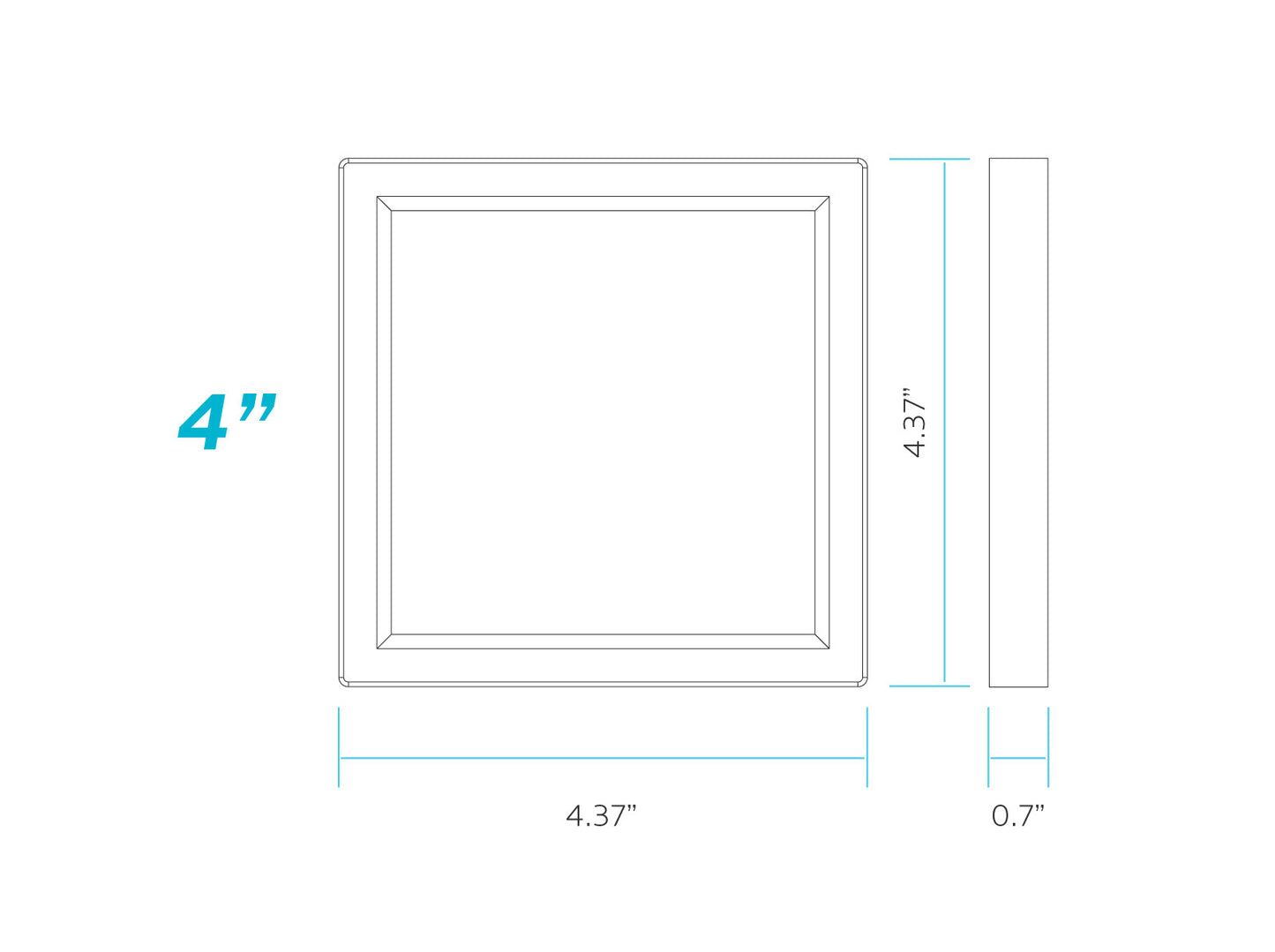 Luxrite LED Surface Mount 4" Square Slim, 10W, 600 Lumens, Color Selectable - 3000K/4000K/5000K, 80 CRI, White Finish, Dimmable, Pack of 2 (LR23590)