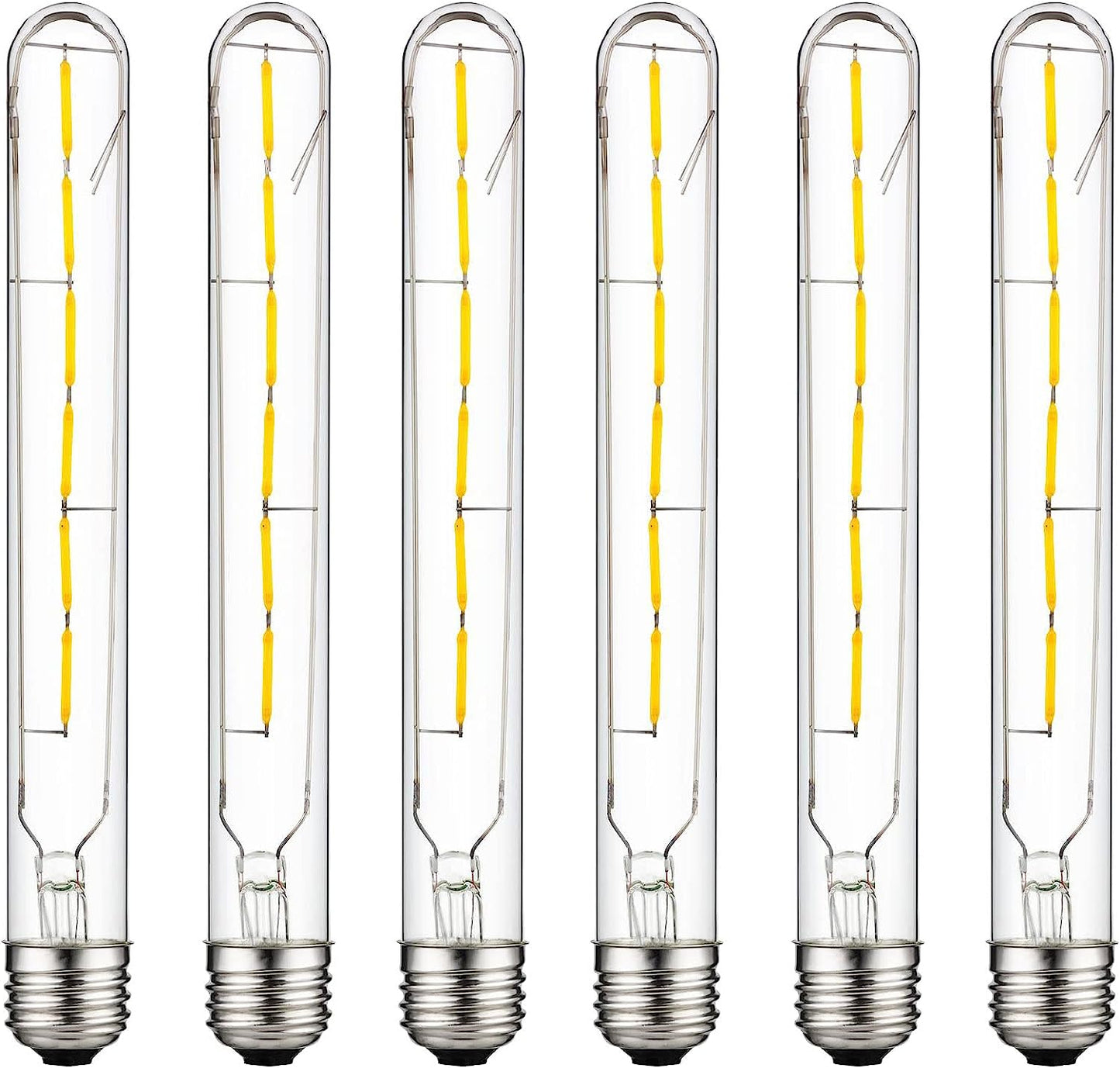 Sunlite LED Filament T8 Tubular Light Bulb, 5 Watts (40W Equivalent), 430 Lumens, Medium E26 Base, Dimmable, 214 mm, UL Listed, 2200K Amber, 6 Count
