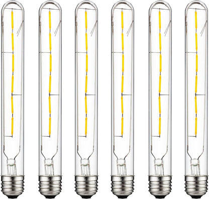 Sunlite LED Filament T8 Tubular Light Bulb, 5 Watts (40W Equivalent), 430 Lumens, Medium E26 Base, Dimmable, 214 mm, UL Listed, 2200K Amber, 6 Count