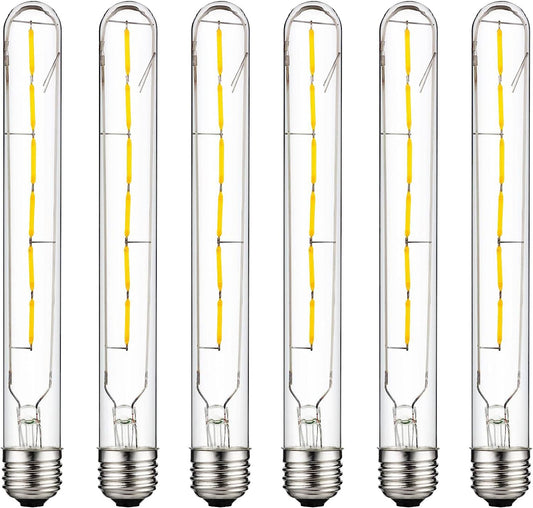 Sunlite LED Filament T8 Tubular Light Bulb, 5 Watts (40W Equivalent), 430 Lumens, Medium E26 Base, Dimmable, 214 mm, UL Listed, 2200K Amber, 6 Count