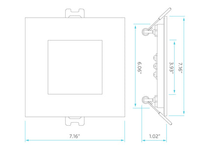 Luxrite LED 6" Mini Panel Square Smooth Canless Wafer Spotlight, 12W, 1000 Lumens, Color Selectable - 2700K/3000K/3500K/4000K/5000K, 80 CRI, White Finish, Dimmable, Pack of 2 (LR23764)