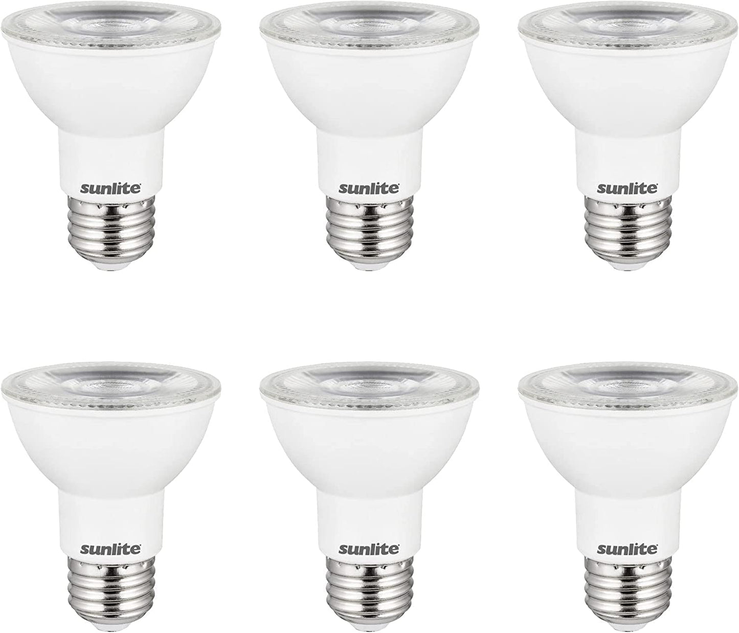 Sunlite 87930 LED PAR20 Long Neck Spotlight Bulb, 8 Watt (50W Halogen EQ), 500 Lm, 40° Flood Beam, Medium E26 Base, 90 CRI, Waterproof, Dimmable, T20/T24/CEC & UL Listed, 2700K Warm White, 6 Count
