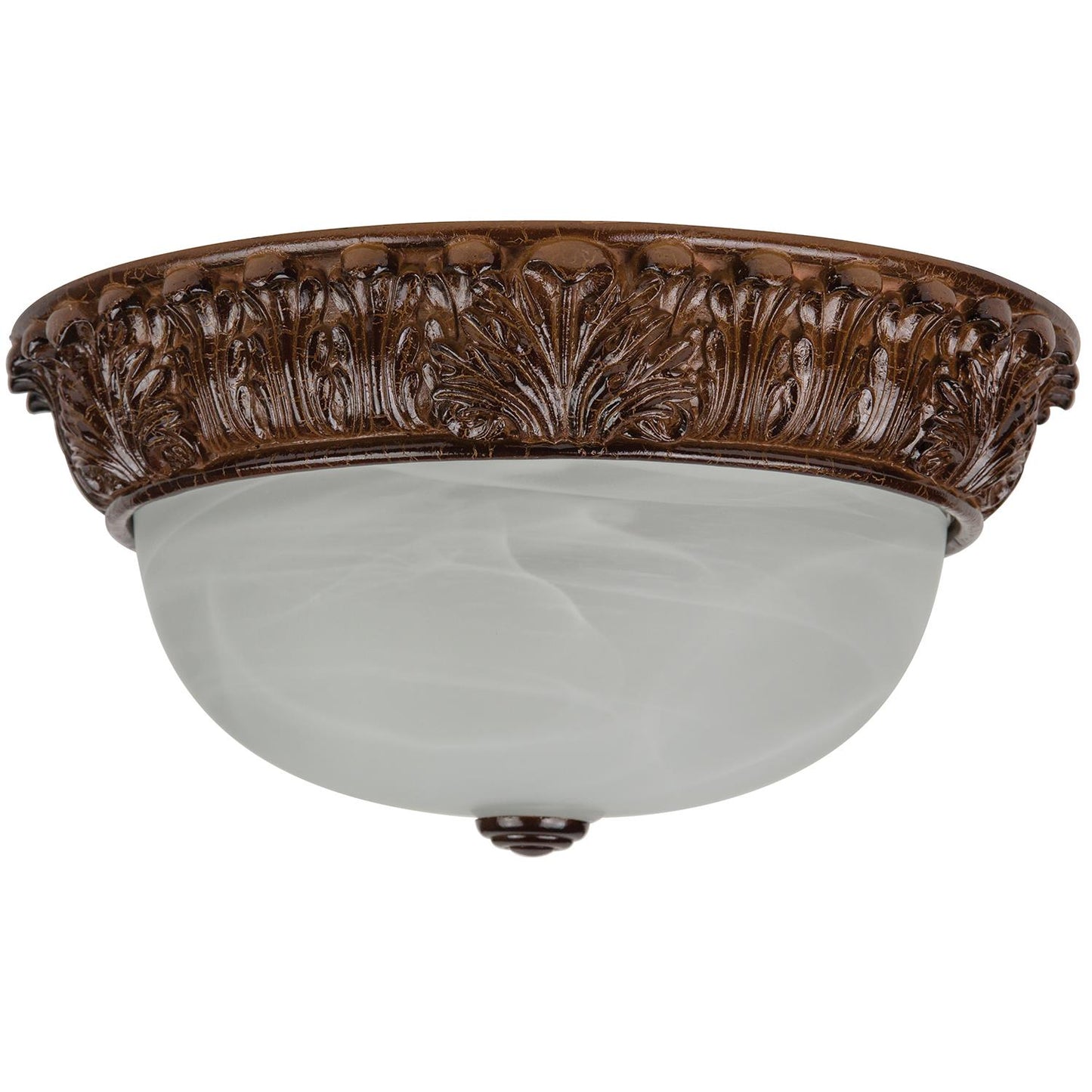 13" Decorative Dome Ceiling Fixture, Coconut Brown Finish, Alabaster Glass