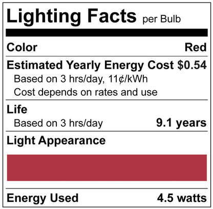 Luxrite LED Filament A19 Light Bulb, E26 Medium Base, 4.5W, Red Transparent Bulb Finish, Pack of 8 (LR21720)