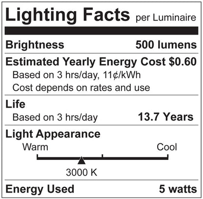 Luxrite LED T10 Filament Tubular Light Bulb, E26 Medium Base, 5W, 3000K - Soft White, 500 Lumens, 80 CRI, Clear Finish, Dimmable, Pack of 7 (LR21627)