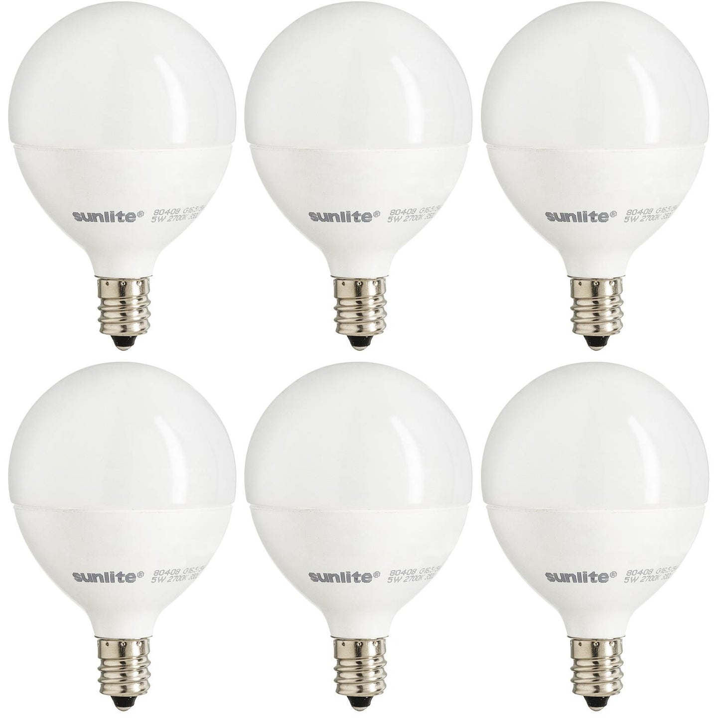 Sunlite LED G16.5 Globe 5W (40W Equivalent) Light Bulb Candelabra (E12) Base, Warm White