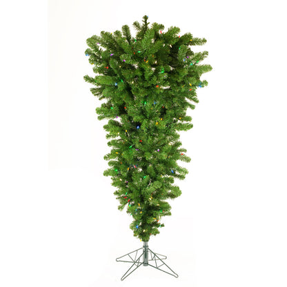 Vickerman 5.5' Green Upside Down Artificial Christmas, Dura-Lit® Multi-Colored LED Lights