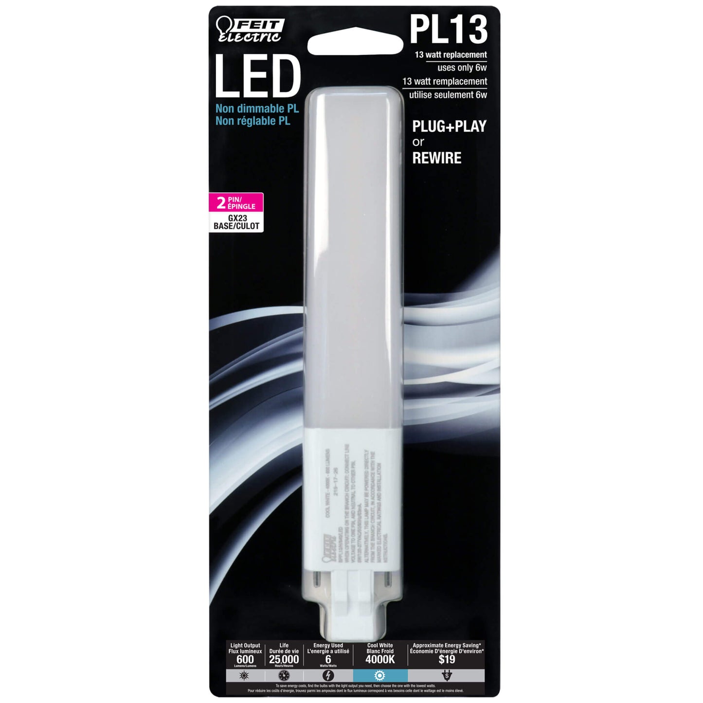 600 Lumen 4000K Horizontal PL LED