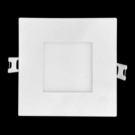Luxrite LED 4" Mini Panel High Output Square Smooth Canless Wafer Spotlight, 12W, 950 Lumens, Color Selectable - 2700K/3000K/3500K/4000K/5000K, 80 CRI, White Finish, Dimmable, Pack of 2 (LR23743)