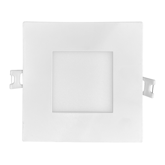 Luxrite LED 4" Mini Panel High Output Square Smooth Canless Wafer Spotlight, 12W, 950 Lumens, Color Selectable - 2700K/3000K/3500K/4000K/5000K, 80 CRI, White Finish, Dimmable (LR23743)