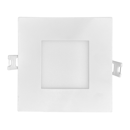 Luxrite LED 4" Mini Panel High Output Square Smooth Canless Wafer Spotlight, 12W, 950 Lumens, Color Selectable - 2700K/3000K/3500K/4000K/5000K, 80 CRI, White Finish, Dimmable (LR23743)
