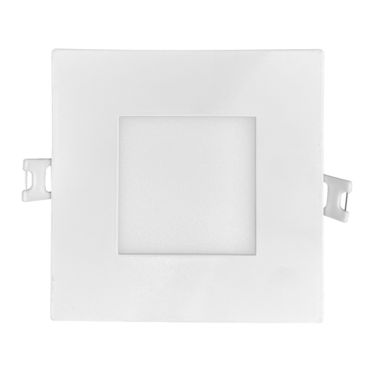 Luxrite LED 4" Mini Panel High Output Square Smooth Canless Wafer Spotlight, 12W, 950 Lumens, Color Selectable - 2700K/3000K/3500K/4000K/5000K, 80 CRI, White Finish, Dimmable (LR23743)