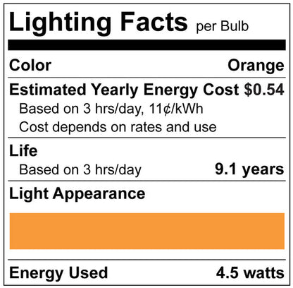 Luxrite LED Filament A19 Light Bulb, E26 Medium Base, 4.5W, Orange Transparent Bulb Finish (LR21726)