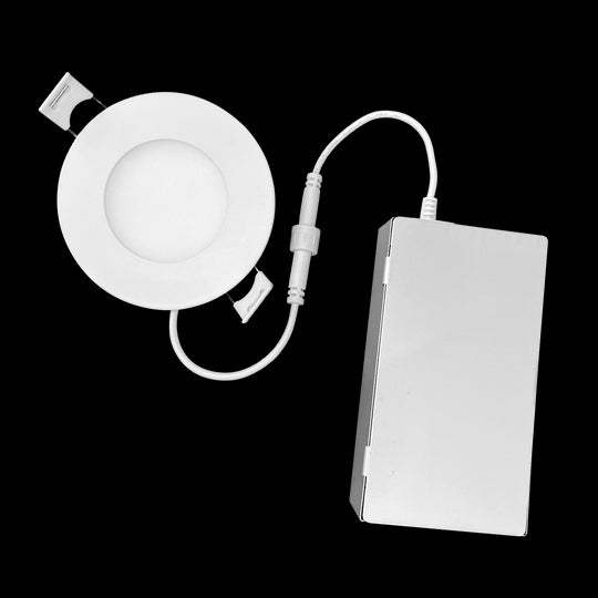 Luxrite LED 3" Mini Panel Round Smooth Canless Wafer Spotlight, 8W, 540 Lumens, Color Selectable - 2700K/3000K/3500K/4000K/5000K, 80 CRI, White Finish, Dimmable, Pack of 3 (LR23751)