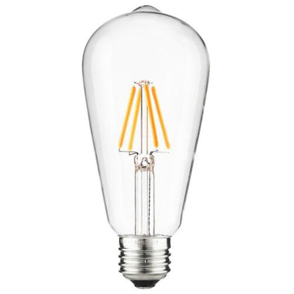 Sunlite 80753-SU LED ST19 Filament Style Edison Light Bulb 4.5 Watts (40W Equivalent), 400 Lumens, Medium Base (E26), Dimmable, UL Listed, 27K Warm White, Pack of 6