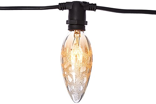 Bulbrite STRING15/E12/BLACK-B10MAR-KT Black Outdoor String Light w/Amber Marble Finish Bulbs, 25-Feet, 15 Lights