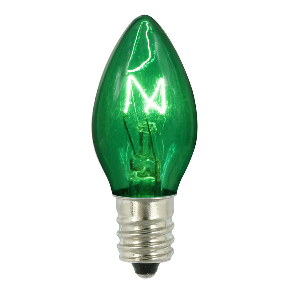 Vickerman C7 Transparent Green Replacement Bulb, 130 Volt, 5 Watt, UL, E12 Base, 75 Pack