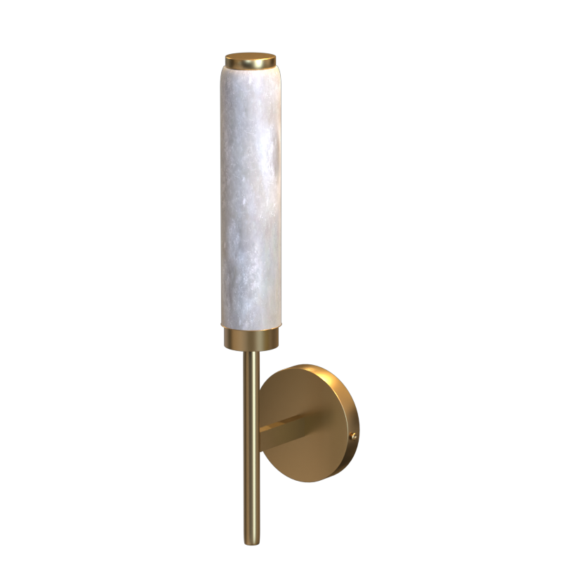 Clarus One Light Modern Cylinder Wall Sconce Brass Finish with Marble Shade