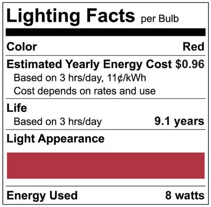 Luxrite LED A19 Colored Light Bulb, E26 - Medium Base, 8W, Red Finish, Non-Dimmable, Shatter Proof , Pack of 9(LR21495)