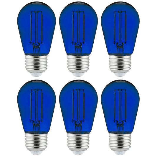 Sunlite 40972 LED Filament S14 Sign 2-Watt Transparent Dimmable Light Bulb Blue 6 Pack