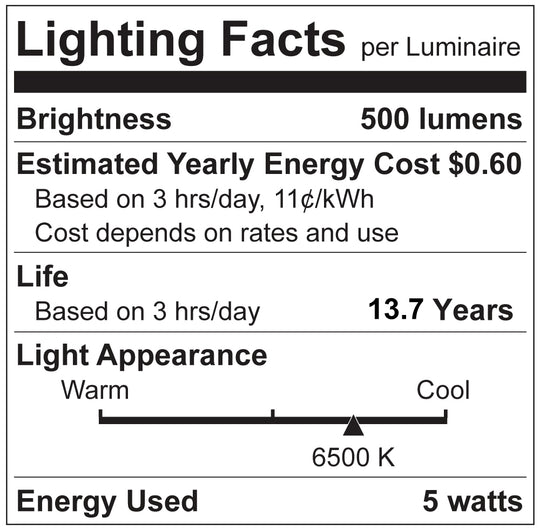 Luxrte LED G9  Light Bulb, 5W, 500 Lumens, 6500K - Daylight, Clear Finish, 80 CRI, Dimmable, Pack of 7 (LR24674)