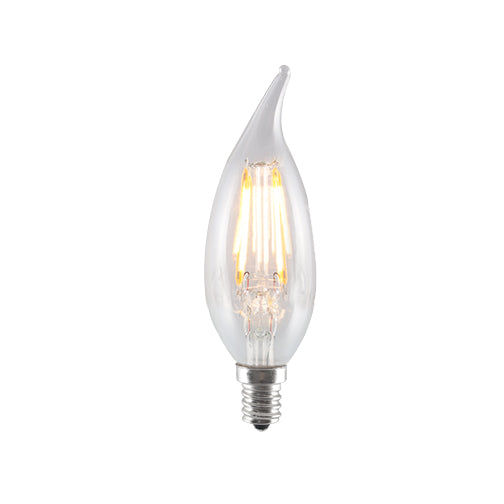 Bulbrite LED2CA10/27K/FIL/E12 2-Watt LED CA10 Flame-Tip Chandelier Bulb, 25W Equivalent, Candelabra Base, Warm White