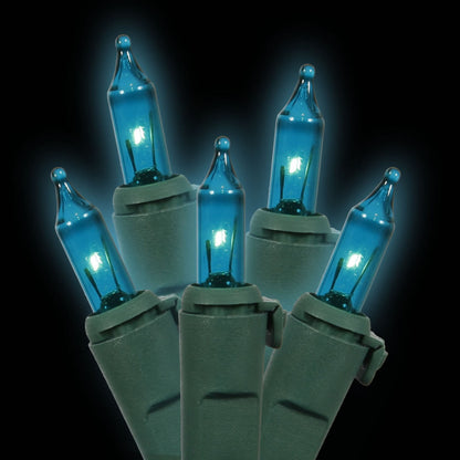Vickerman 50 Teal Mini Light on Green Wire, 23' Christmas Light Strand- 2 Pack