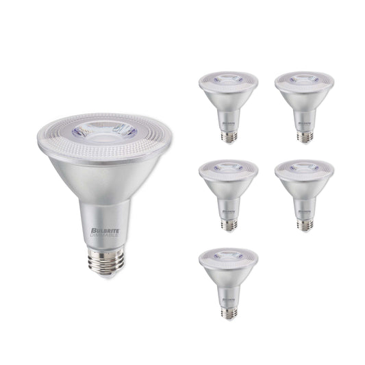 Bulbrite Pack of (6) 10 Watt Dimmable Flood PAR30LN Medium (E26) LED Bulb - 800 Lumens, 3000K, and 90 CRI