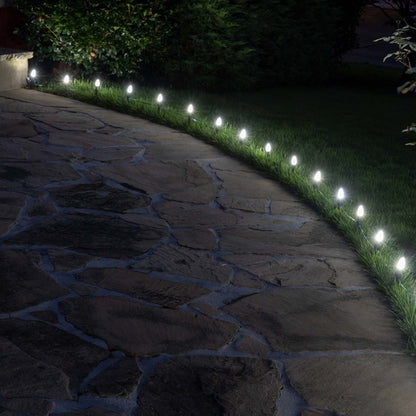 25 Light LED C7 Light Set Pure White Bulbs on Green Wire, Approx. 16'6" Long