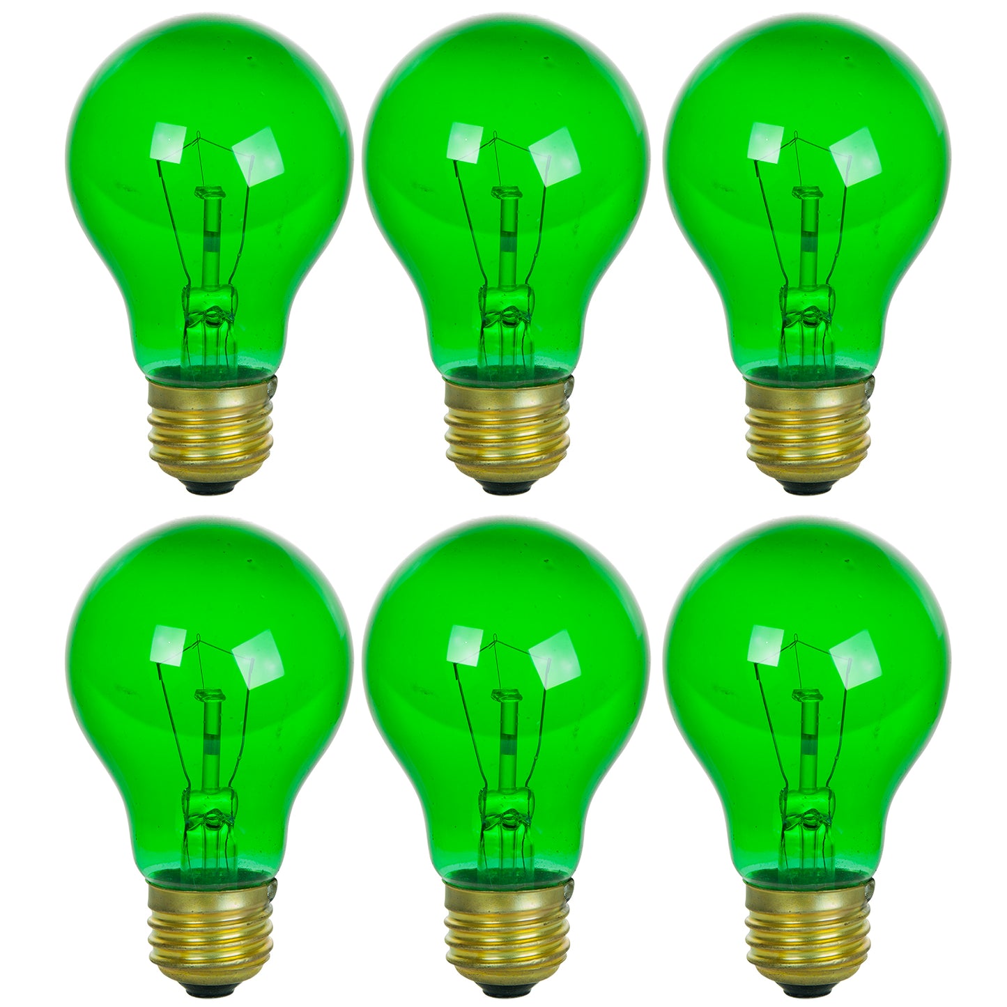 Sunlite 25A/TB/G/6PK Incandescent Green A19 25W Light Bulbs with Medium E26 Base (6 Pack)